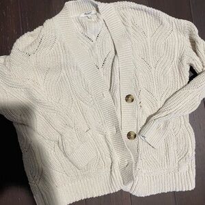 Madewell Ivory Cable Knit Cardigan